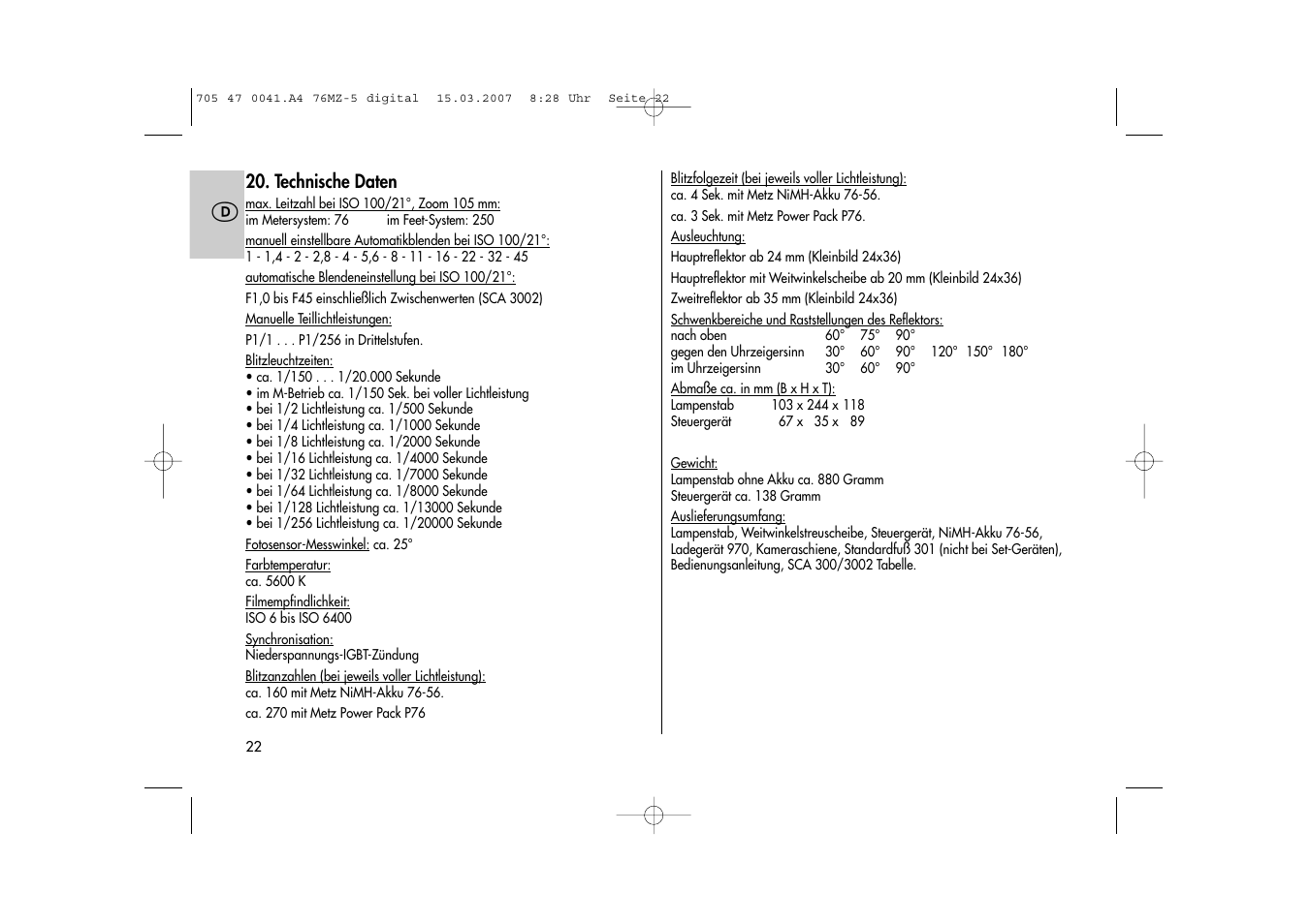 Metz 76 MZ-5 User Manual | Page 22 / 148