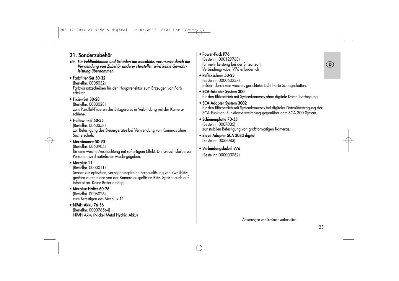 Metz 76 MZ-5 User Manual | Page 23 / 148