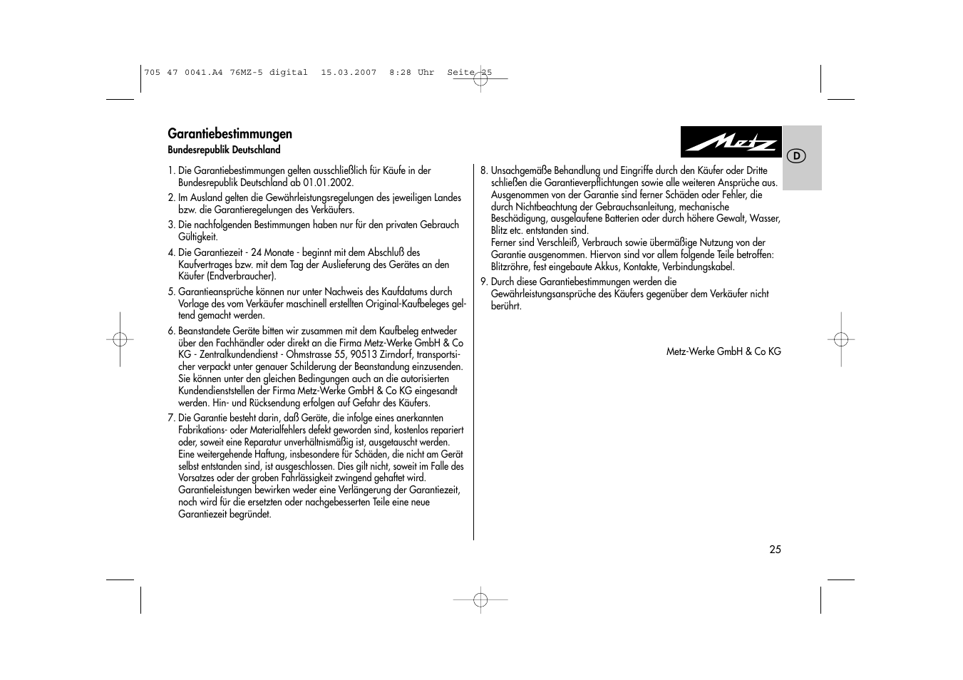 Metz 76 MZ-5 User Manual | Page 25 / 148