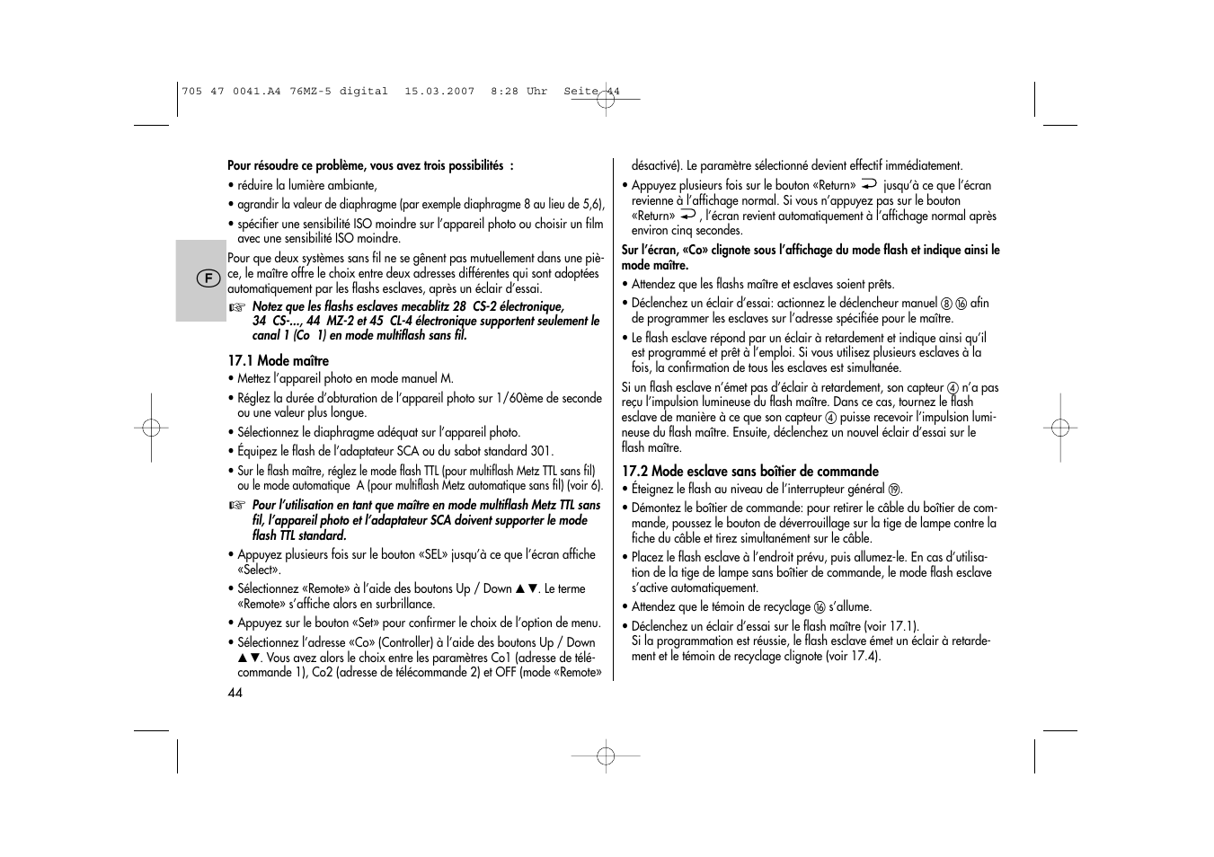 Metz 76 MZ-5 User Manual | Page 44 / 148