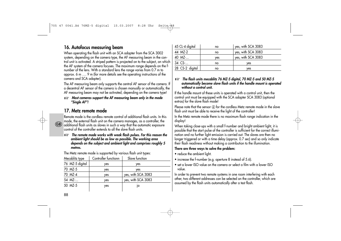 Metz 76 MZ-5 User Manual | Page 88 / 148