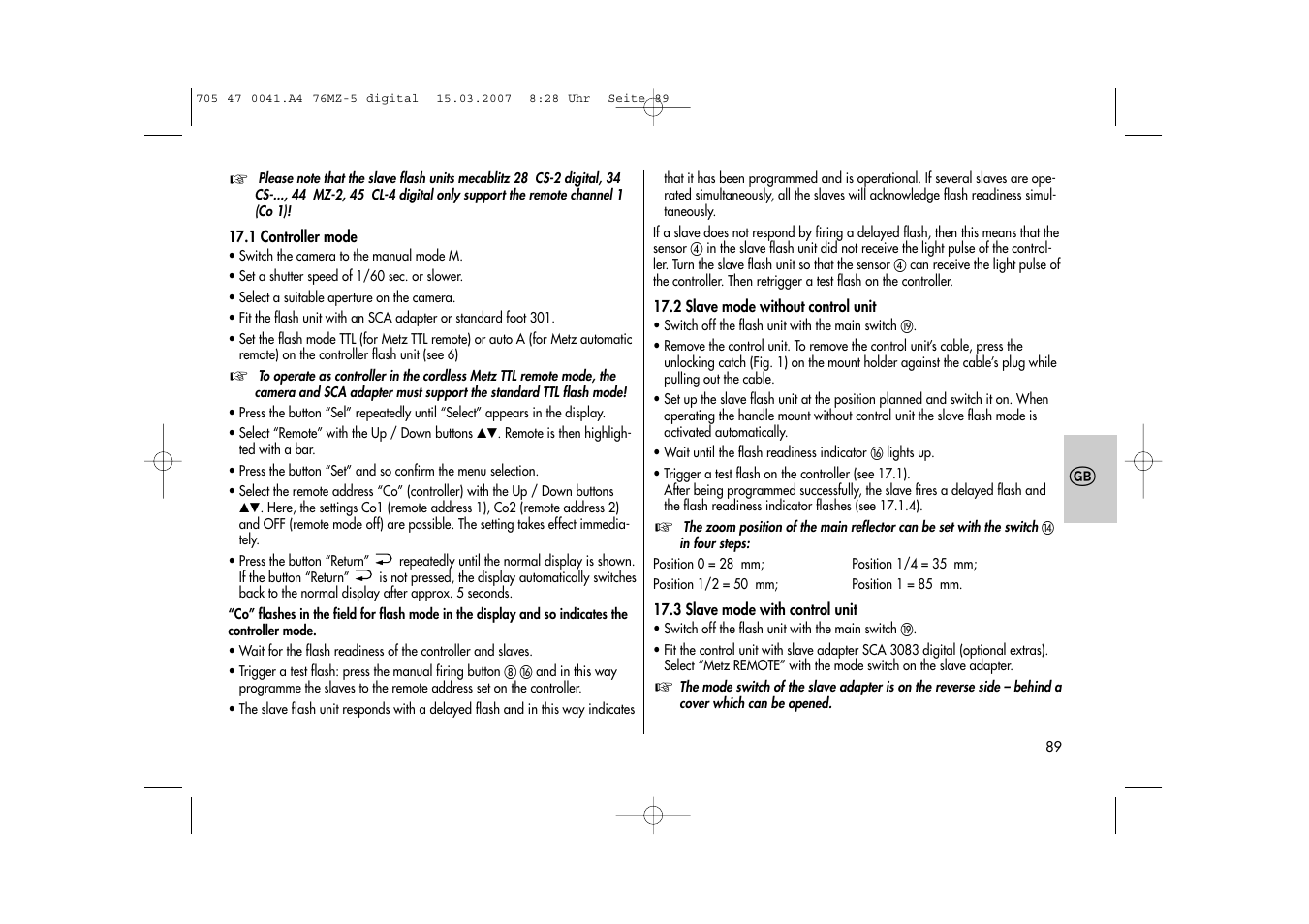 Metz 76 MZ-5 User Manual | Page 89 / 148