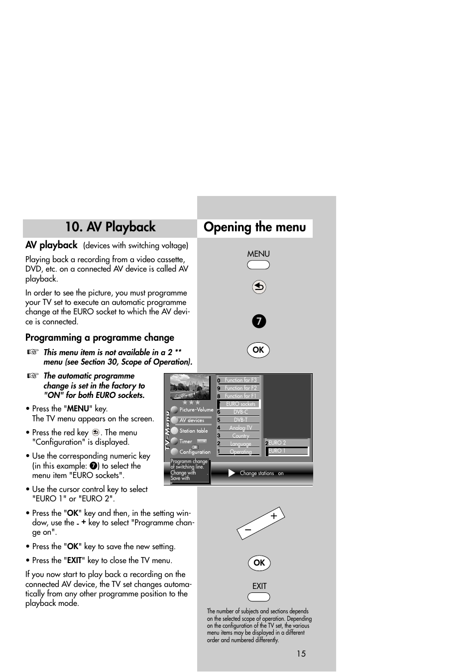 Opening the menu, Av playback, Programming a programme change | Metz Slim TV User Manual | Page 15 / 100