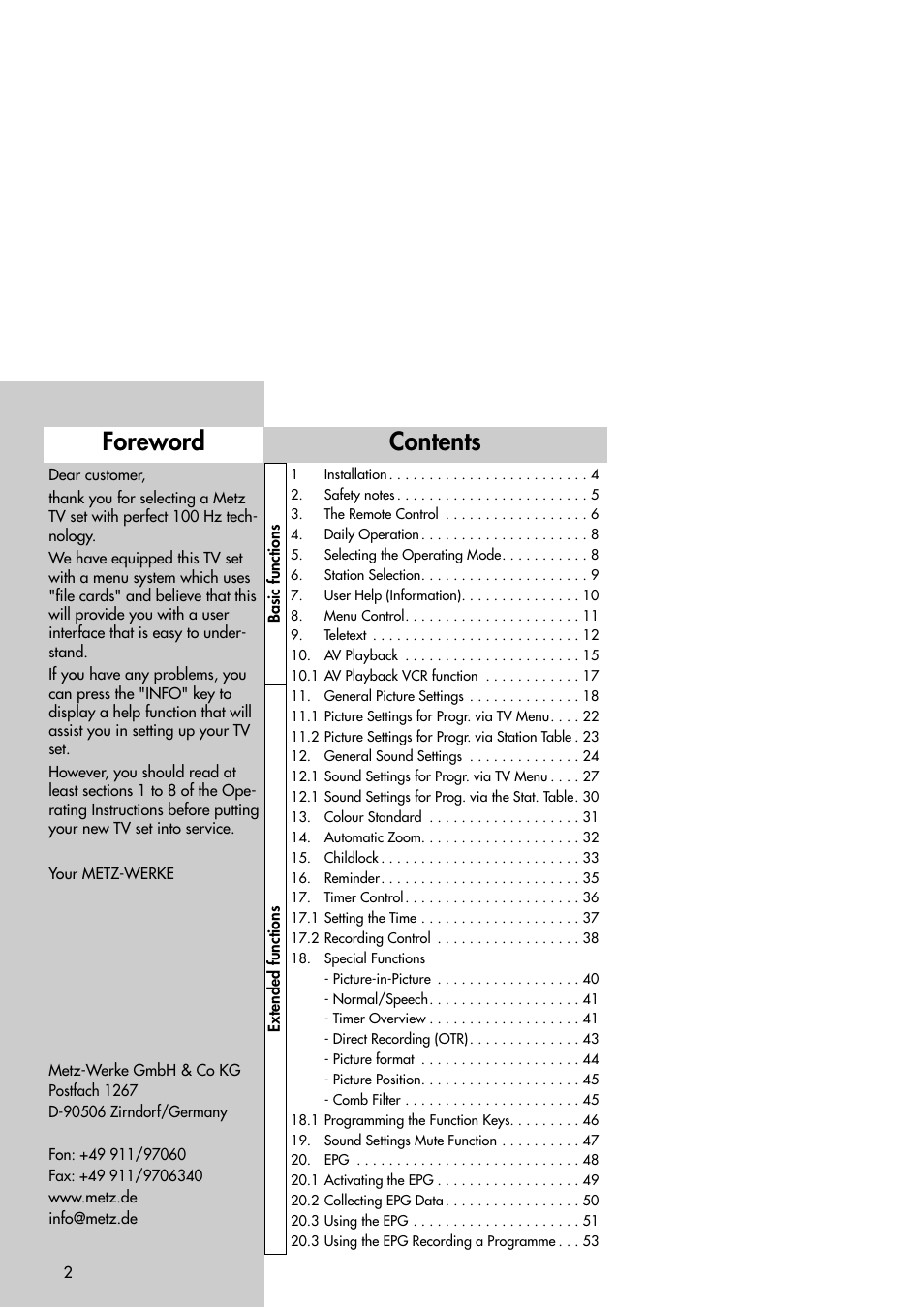 Metz Slim TV User Manual | Page 2 / 100