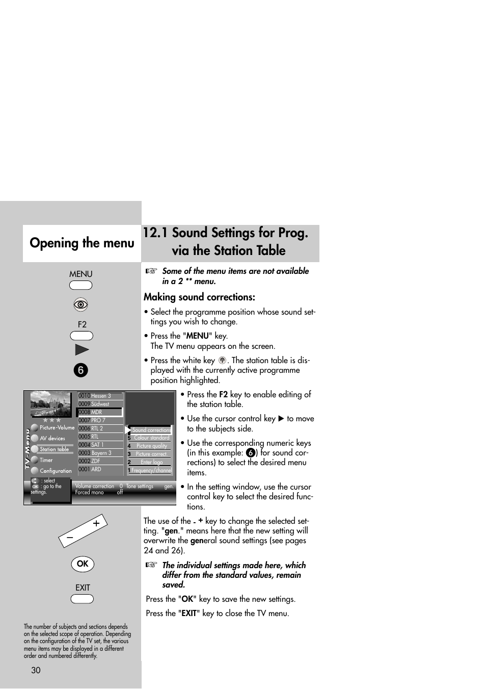 Making sound corrections | Metz Slim TV User Manual | Page 30 / 100