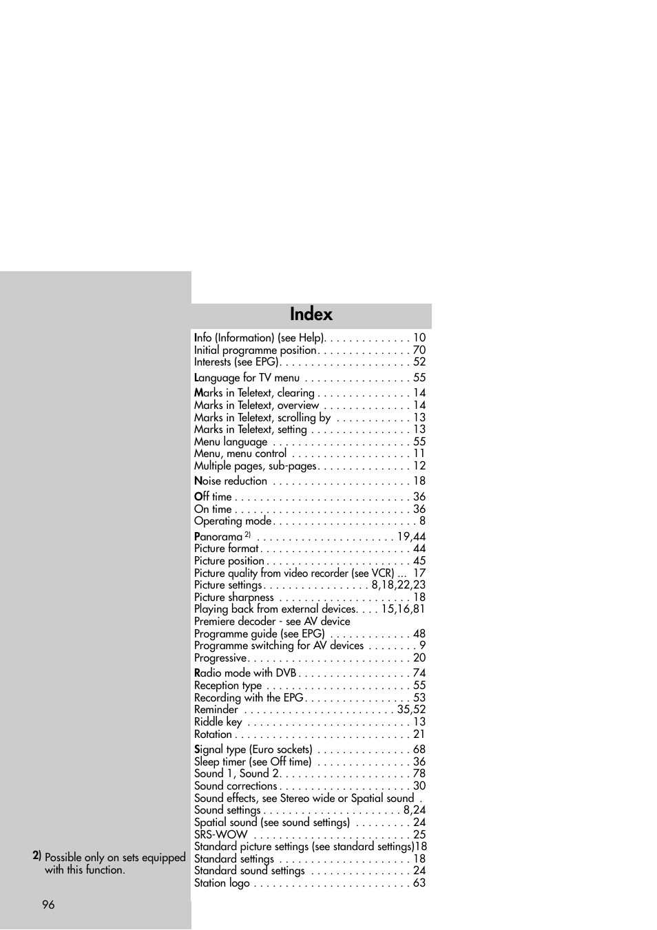 Index | Metz Slim TV User Manual | Page 96 / 100