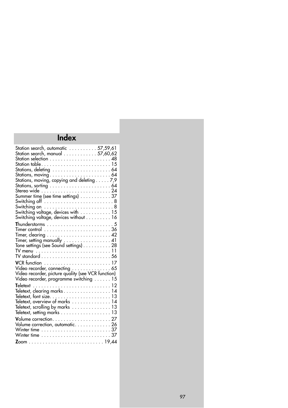 Index | Metz Slim TV User Manual | Page 97 / 100