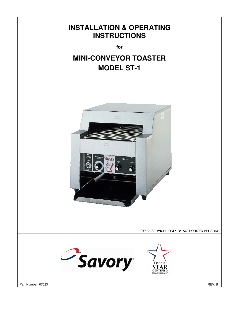 Merco Savory ST-1 User Manual | 8 pages