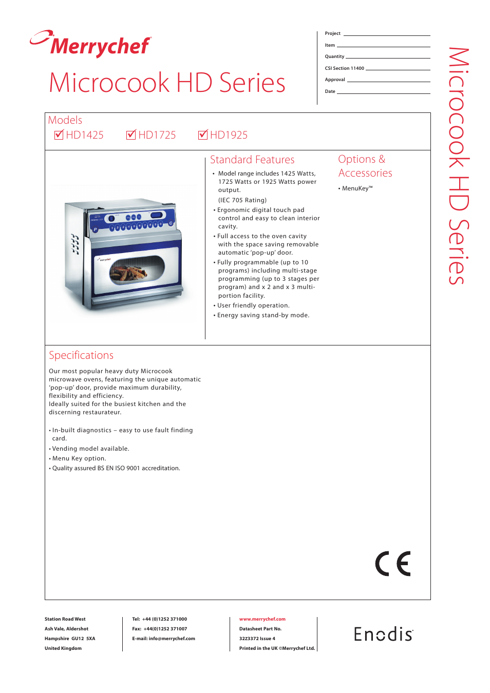 Merco Savory Microcook HD Series User Manual | 2 pages