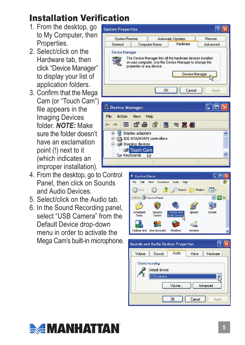 Installation verification | Manhattan Computer Products 460477 User Manual | Page 5 / 12