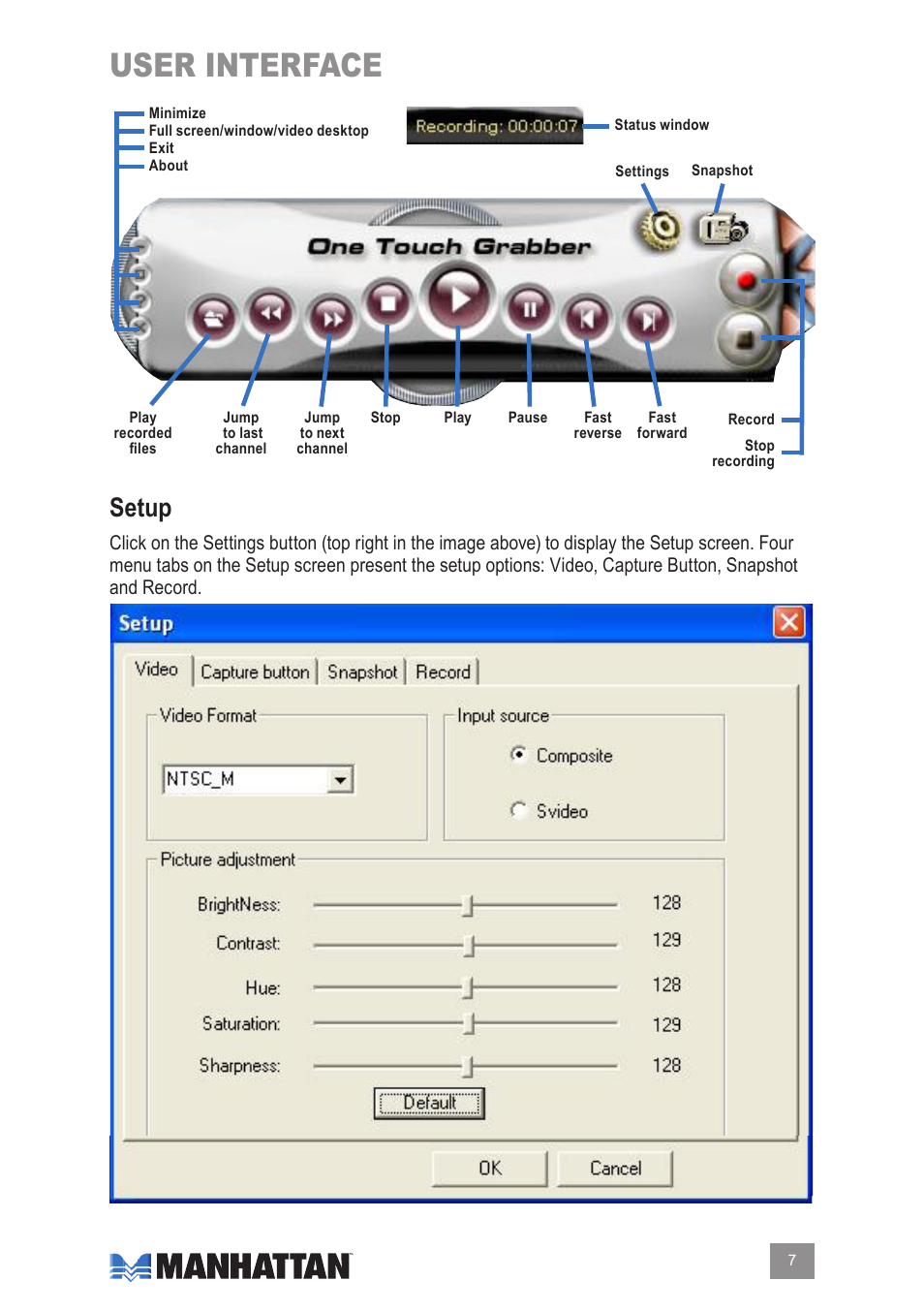 User interface, Setup | Manhattan Computer Products 164115 User Manual | Page 7 / 12