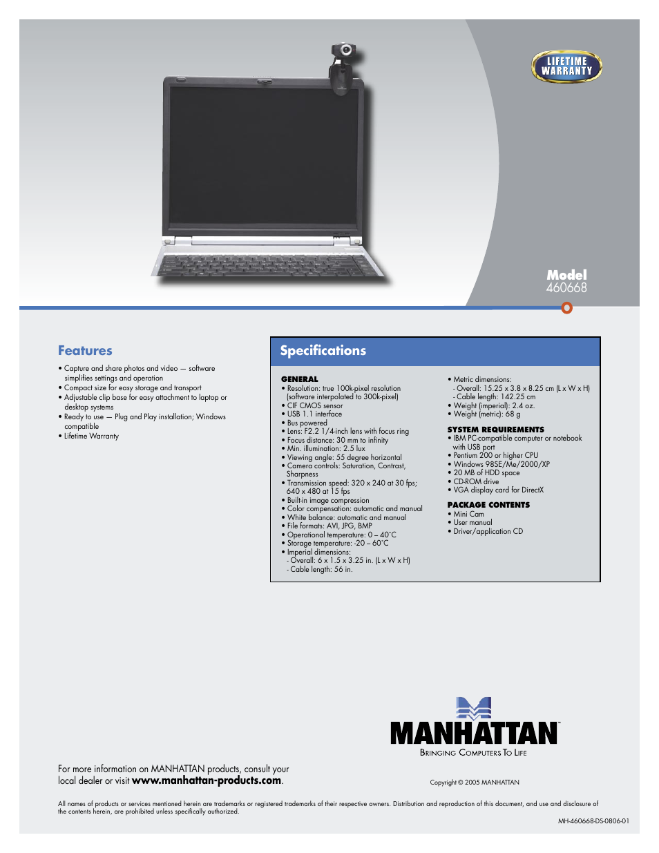 Features | Manhattan Computer Products 460668 User Manual | Page 2 / 2