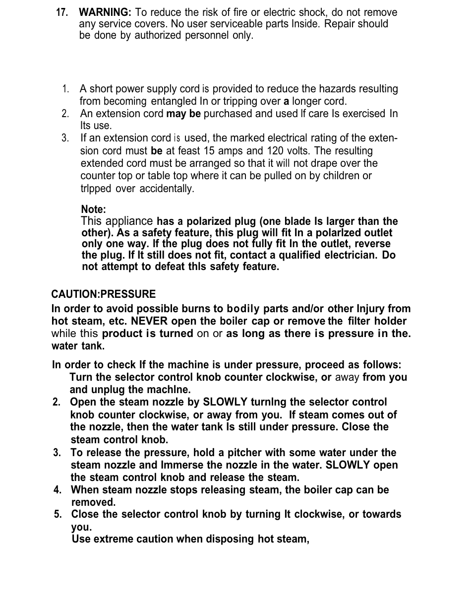 Special cord set instructions | Mr. Coffee ECM11 User Manual | Page 3 / 12