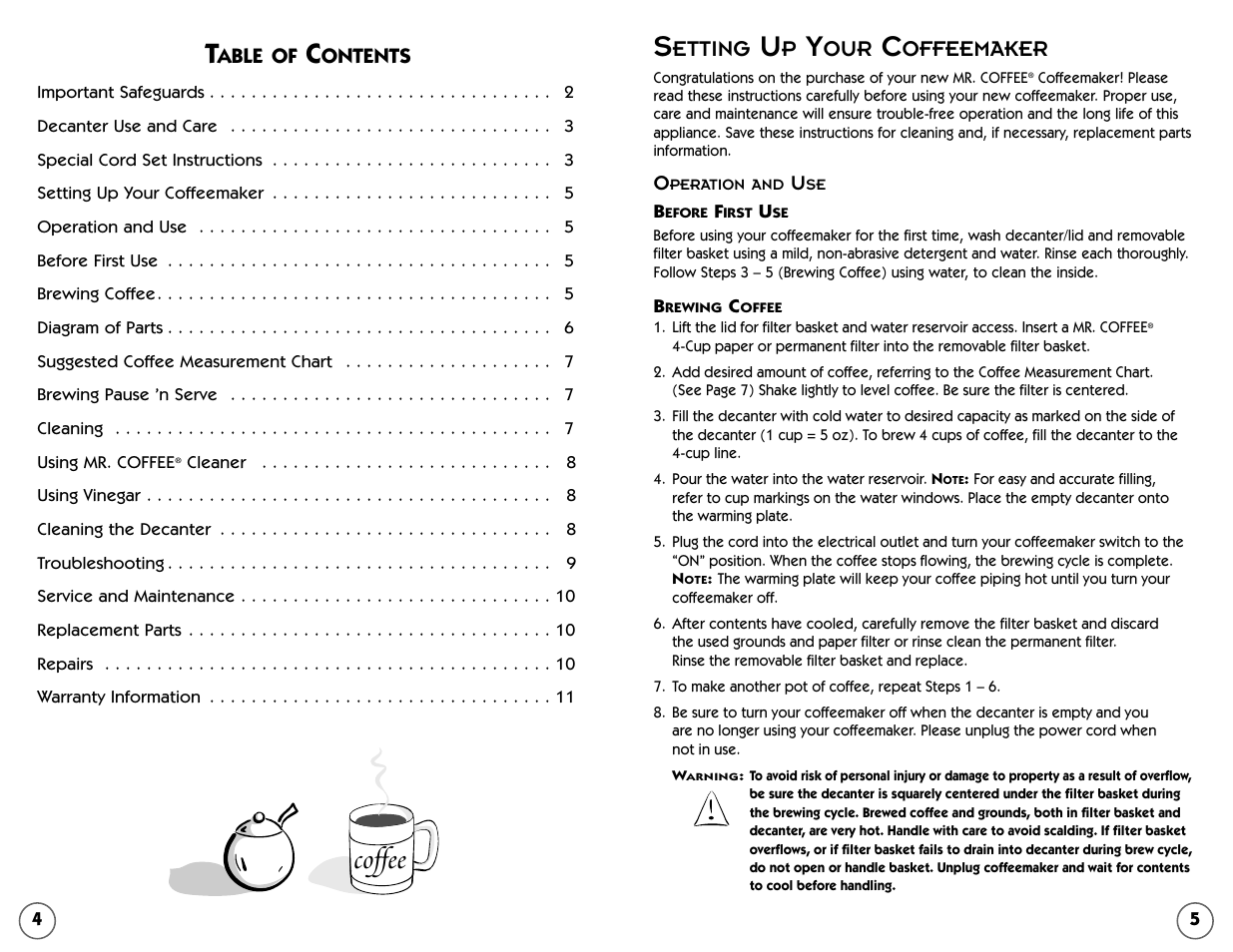 Coffee, Etting, Offeemaker | Mr. Coffee TF5 User Manual | Page 3 / 12