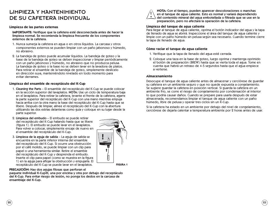 Limpieza y mantenimiento de su cafetera individual | Mr. Coffee 138998 User Manual | Page 12 / 14