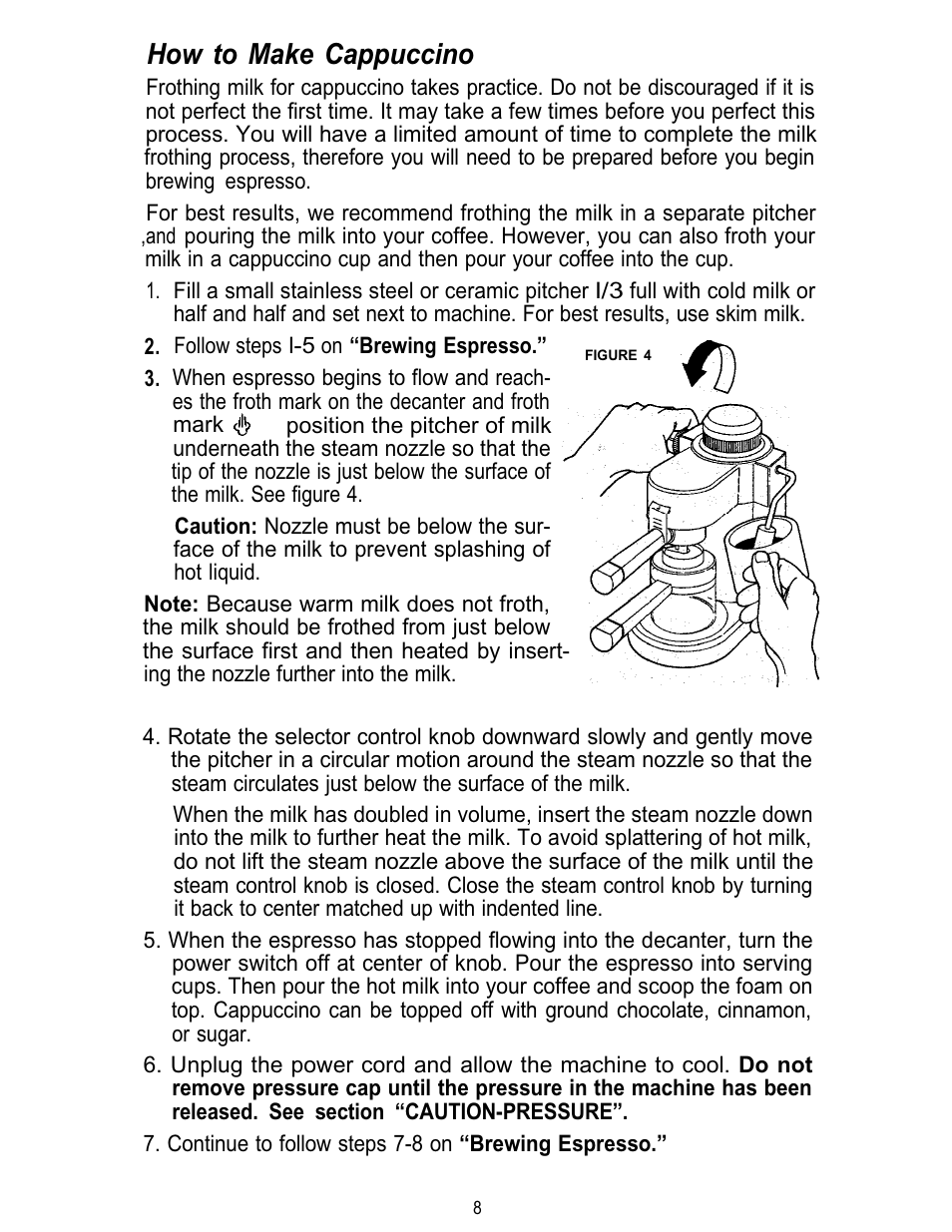 How to make cappuccino | Mr. Coffee ECM3 User Manual | Page 8 / 36