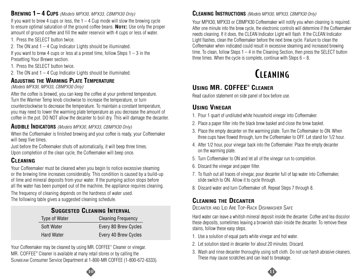 Le aning | Mr. Coffee MPX33 User Manual | Page 10 / 24
