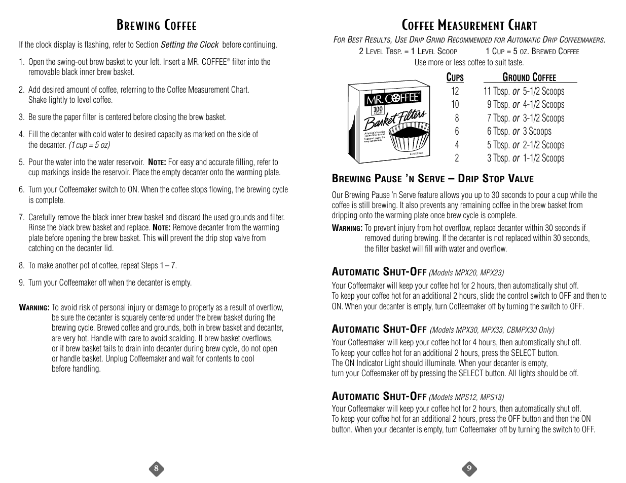 Mr. Coffee MPX33 User Manual | Page 9 / 24