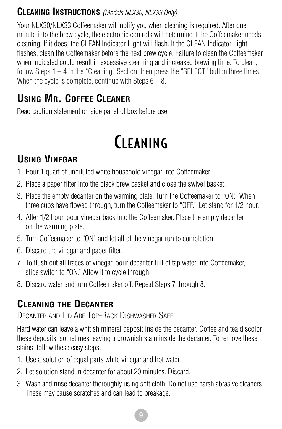 Le aning | Mr. Coffee NLS12 User Manual | Page 10 / 22