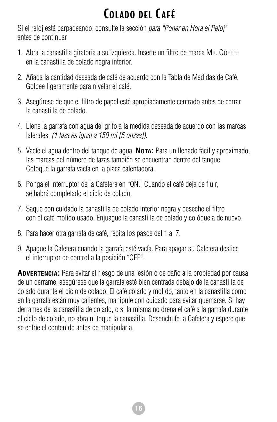 Ol ado del | Mr. Coffee NLS12 User Manual | Page 17 / 22