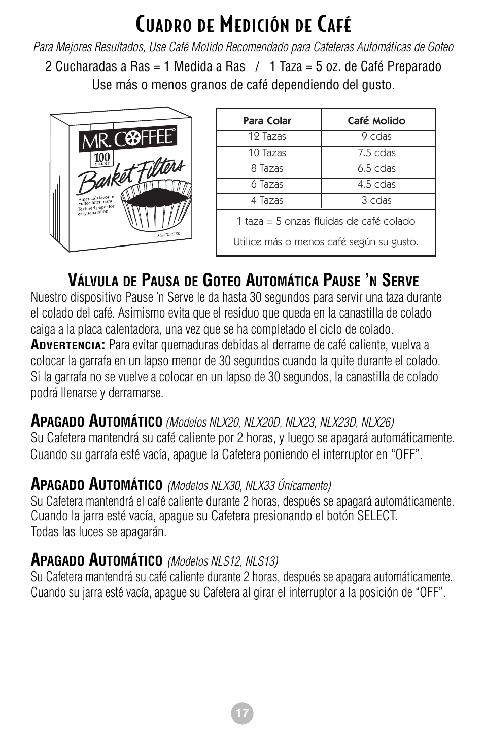 Uadro de, Edición de | Mr. Coffee NLS12 User Manual | Page 18 / 22