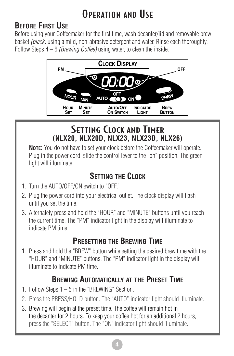 Peration and | Mr. Coffee NLS12 User Manual | Page 5 / 22