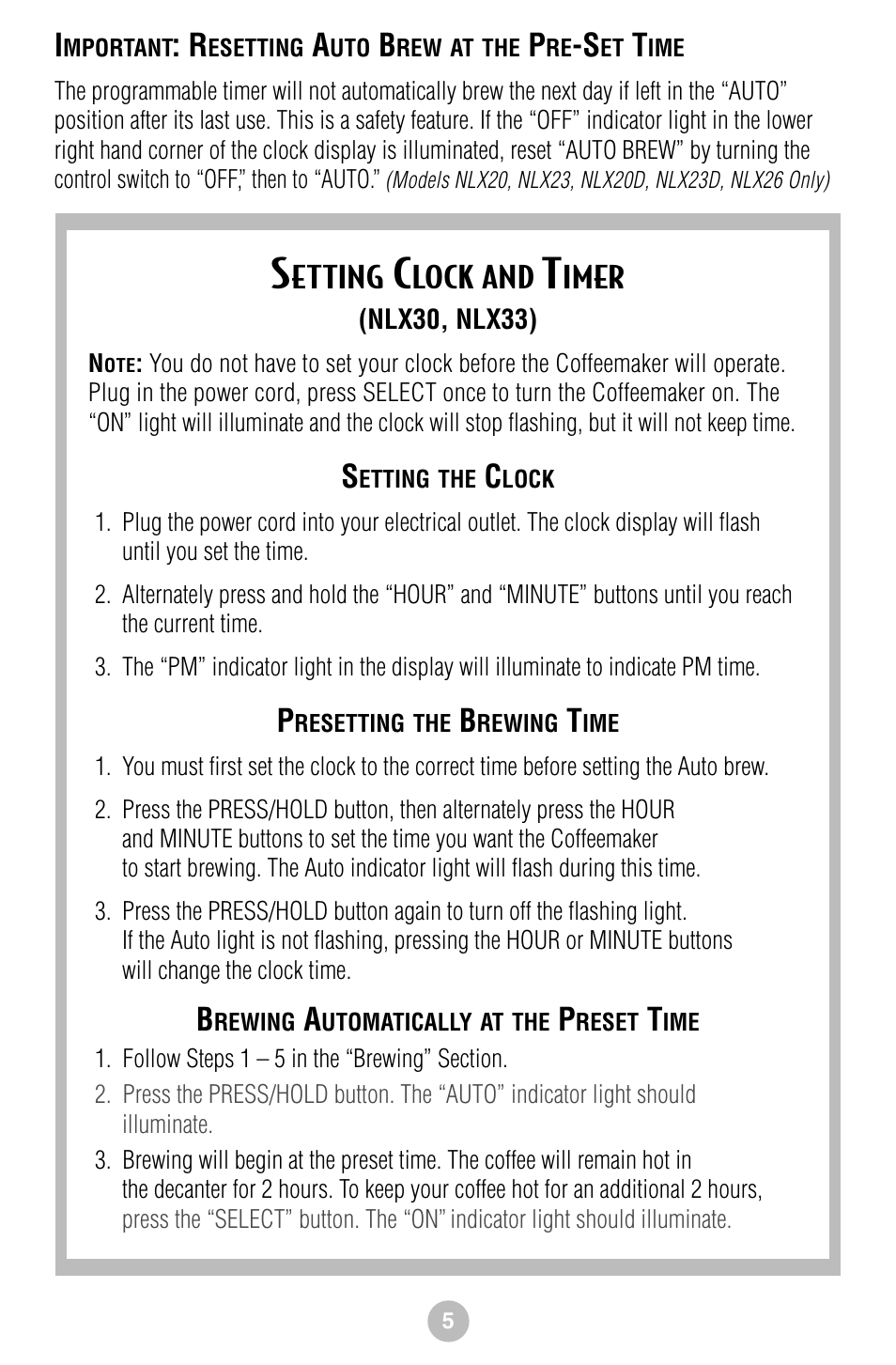 Etting, Lock and, Imer | Mr. Coffee NLS12 User Manual | Page 6 / 22