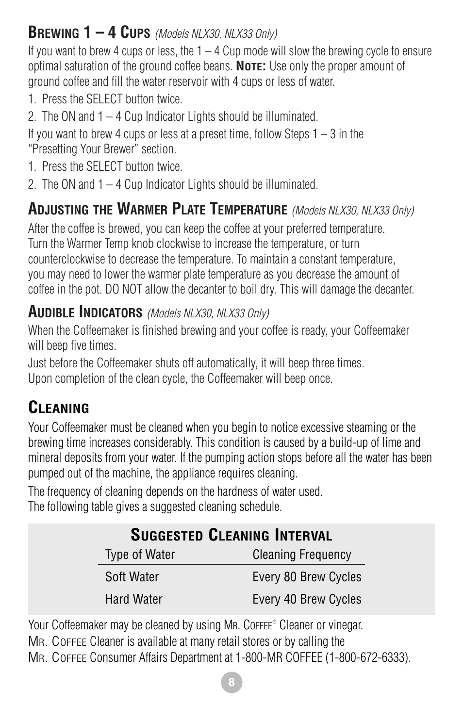 1 – 4 c | Mr. Coffee NLS12 User Manual | Page 9 / 22