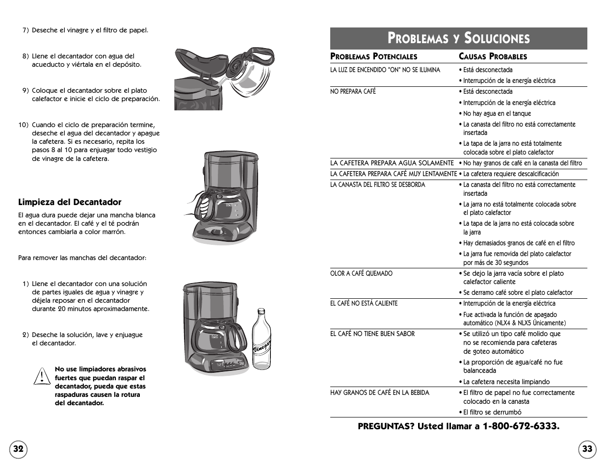 Roblemas y, Oluciones | Mr. Coffee NL4 User Manual | Page 17 / 18