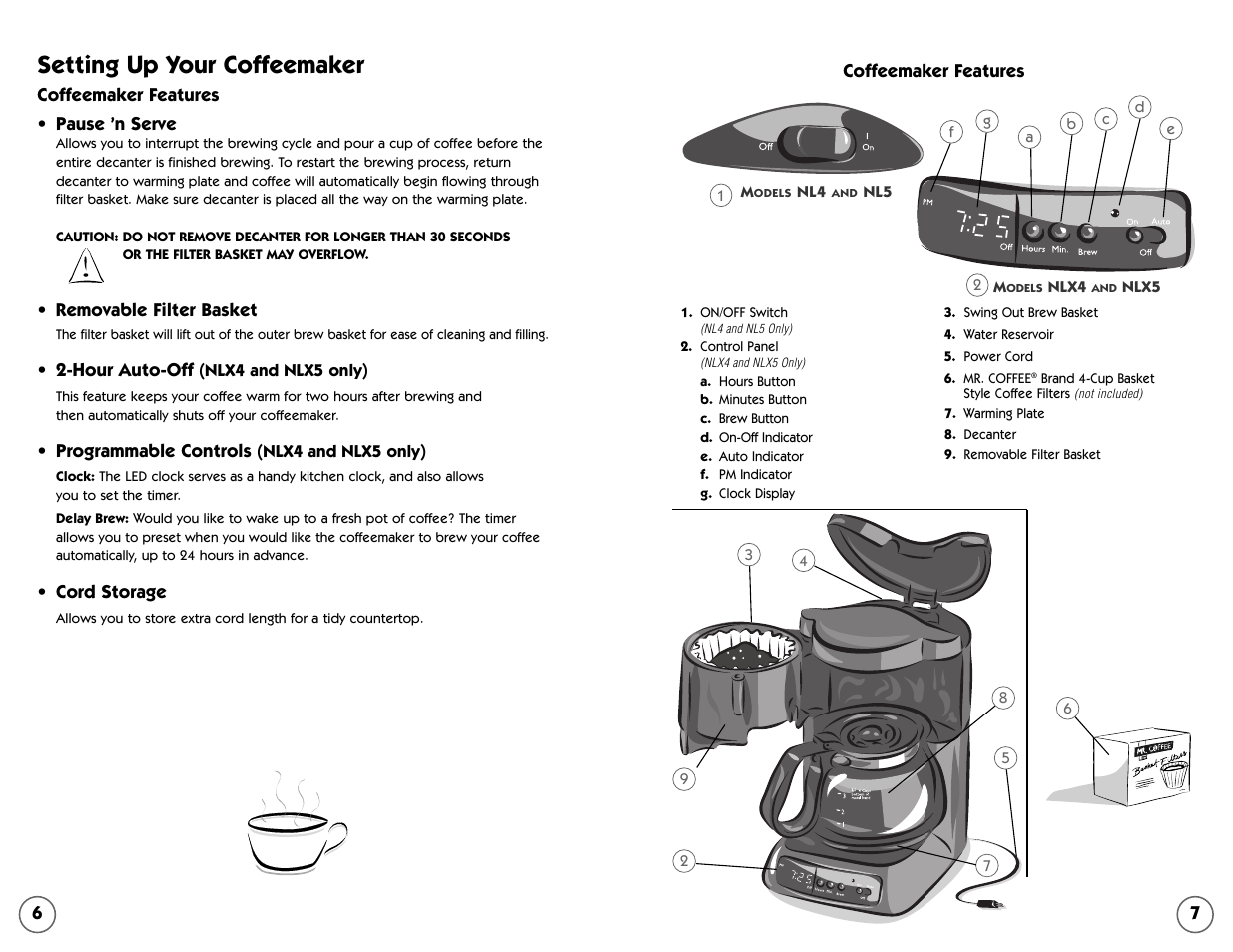 Setting up your coffeemaker | Mr. Coffee NL4 User Manual | Page 4 / 18