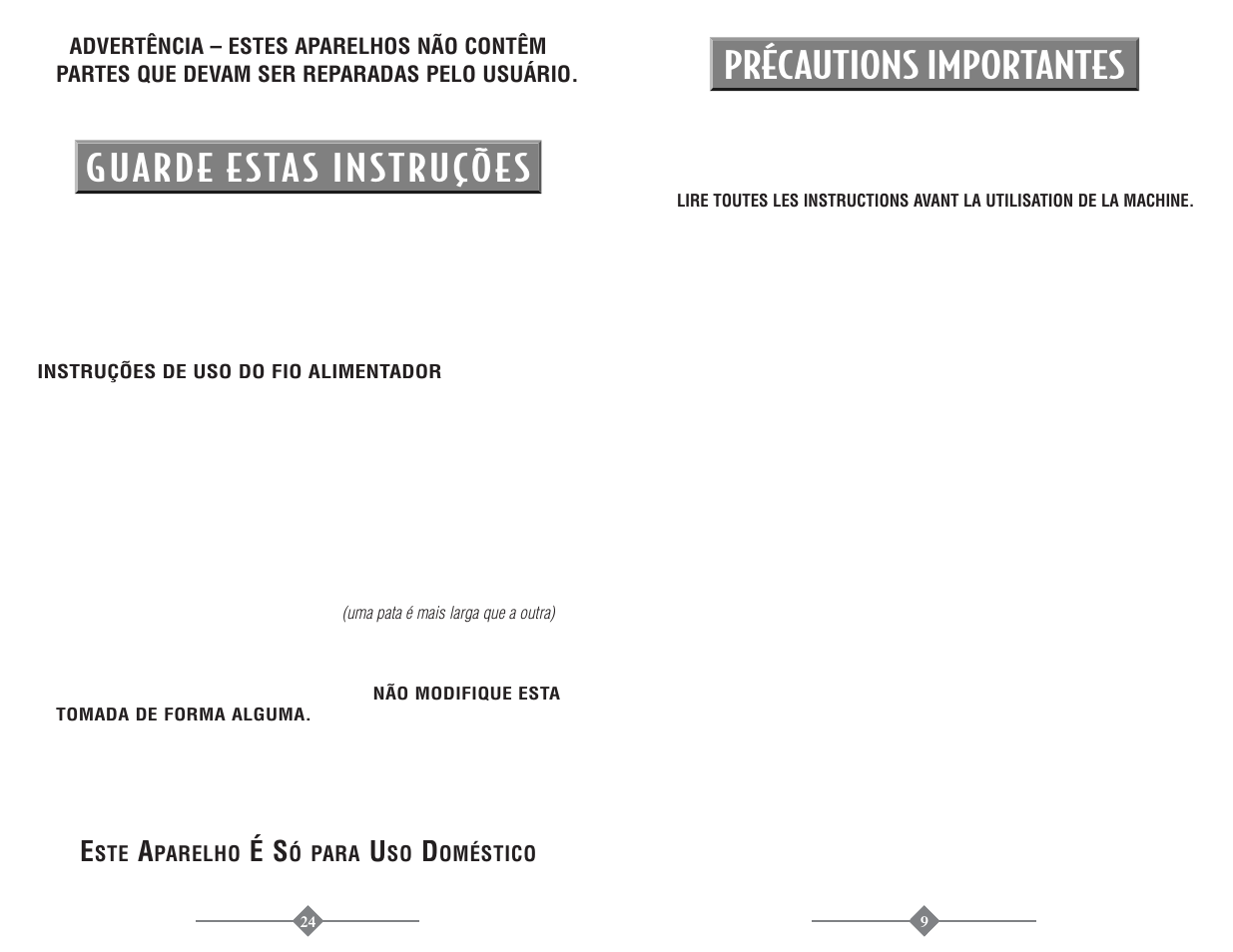 Guarde estas instruções, Précautions importantes | Mr. Coffee PTC13-099 User Manual | Page 9 / 16