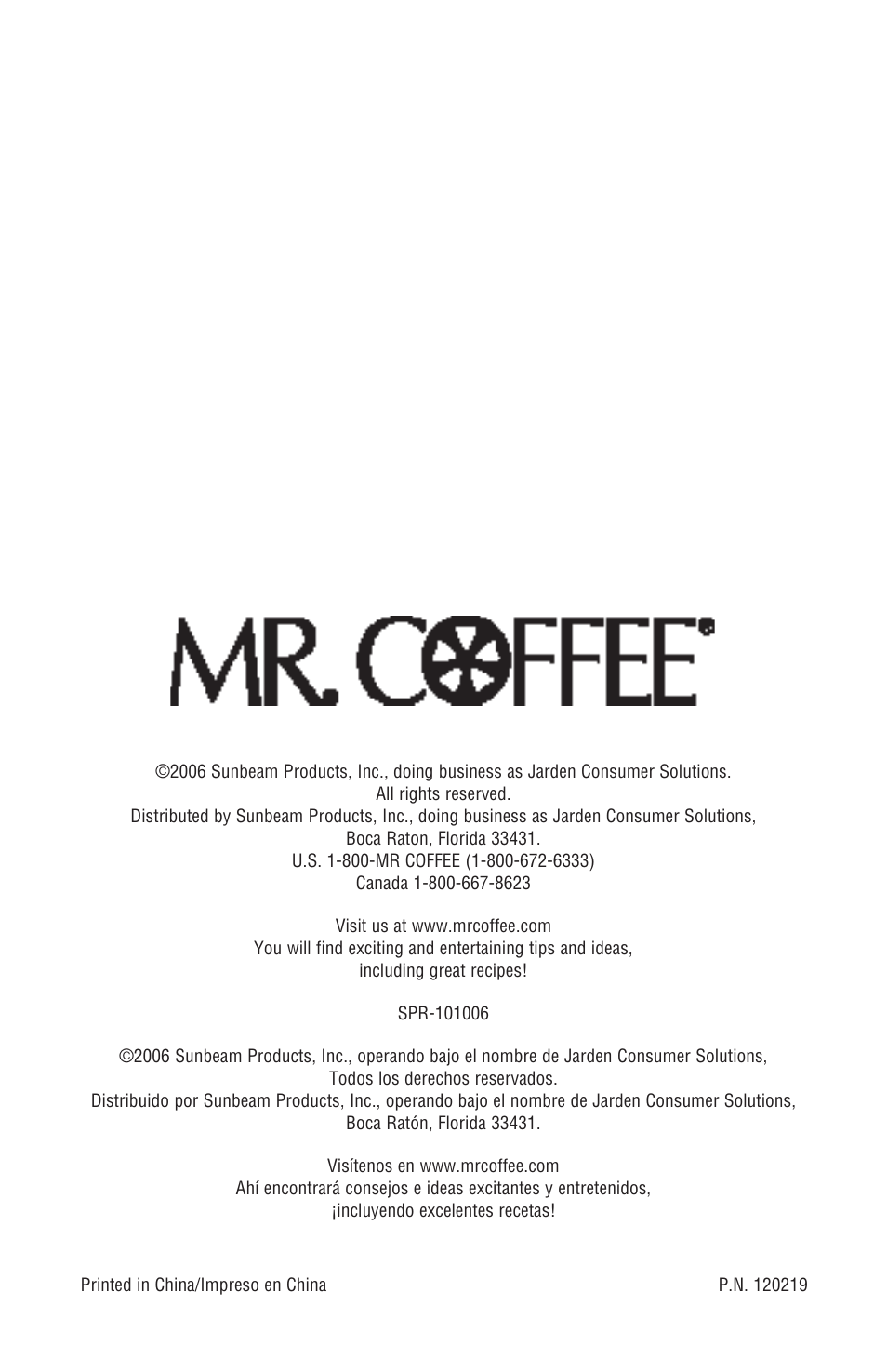 Mr. Coffee mrx35 User Manual | 44 pages