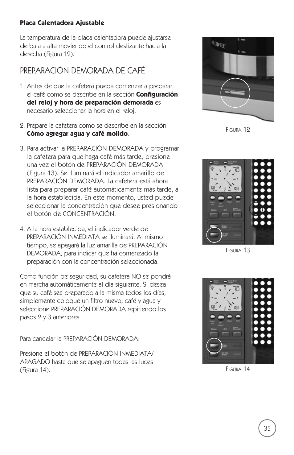 Preparación demorada de café | Mr. Coffee mrx35 User Manual | Page 36 / 44