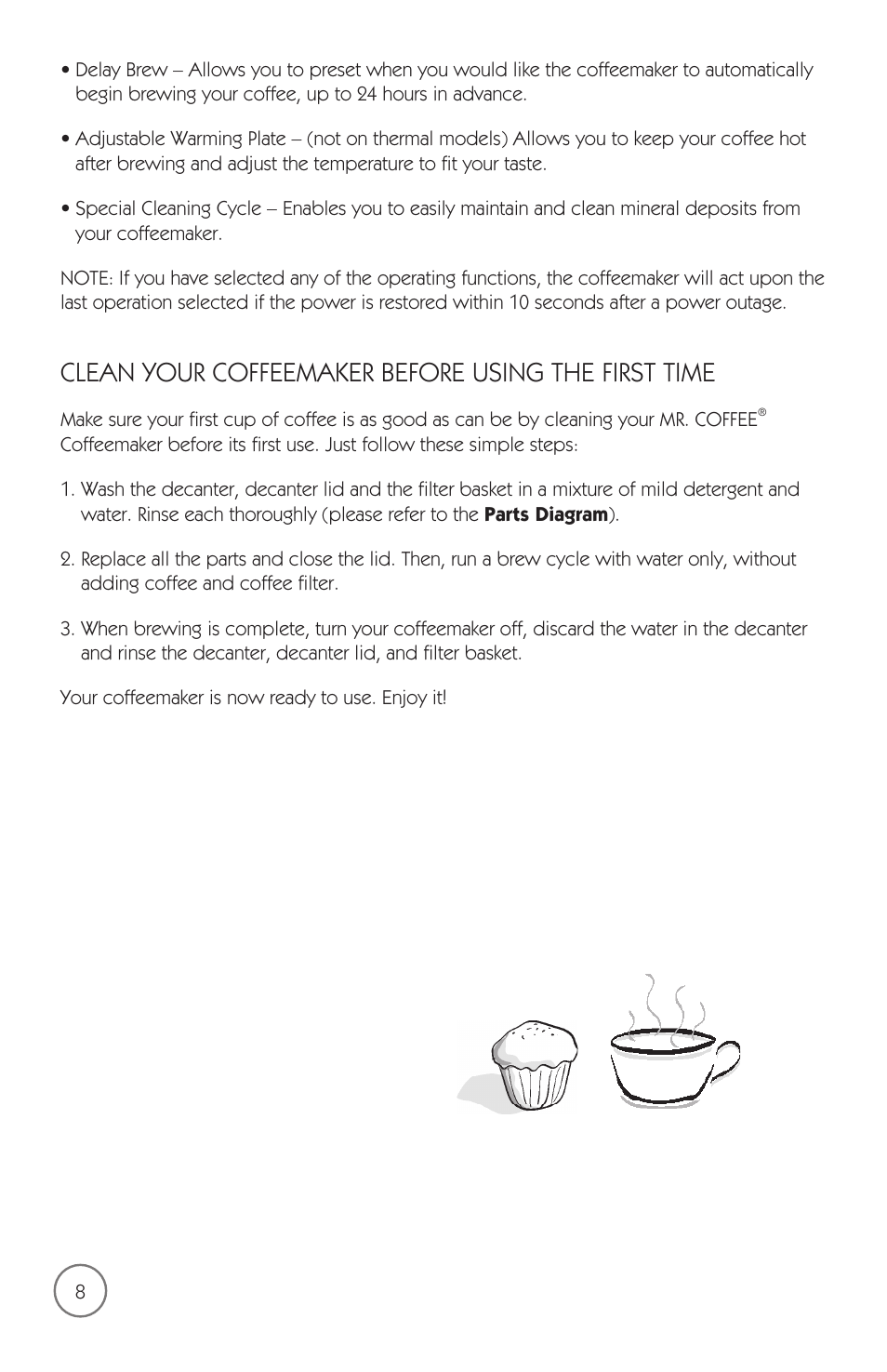 Clean your coffeemaker before using the first time | Mr. Coffee mrx35 User Manual | Page 9 / 44