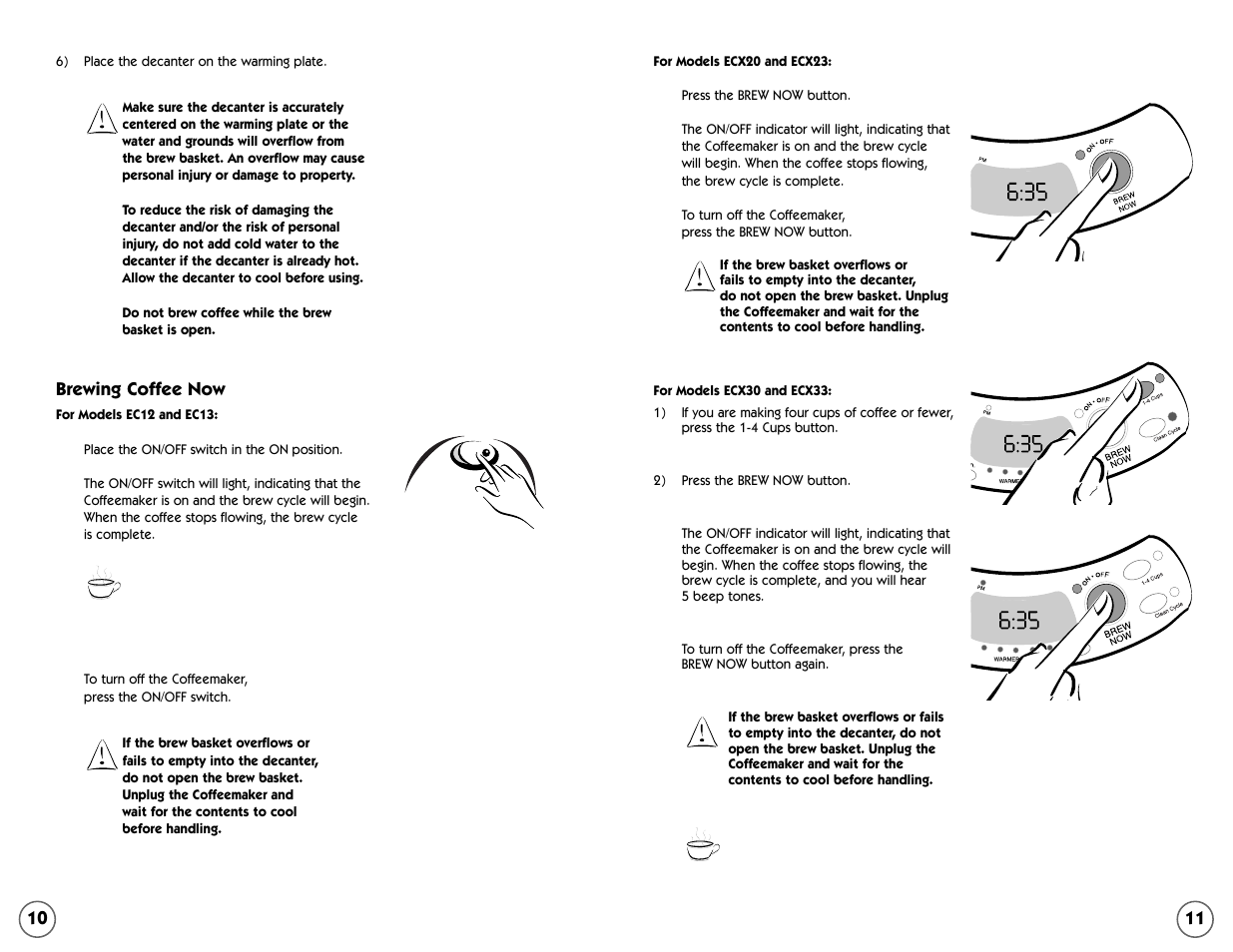 Brewing coffee now | Mr. Coffee EC Series User Manual | Page 11 / 44