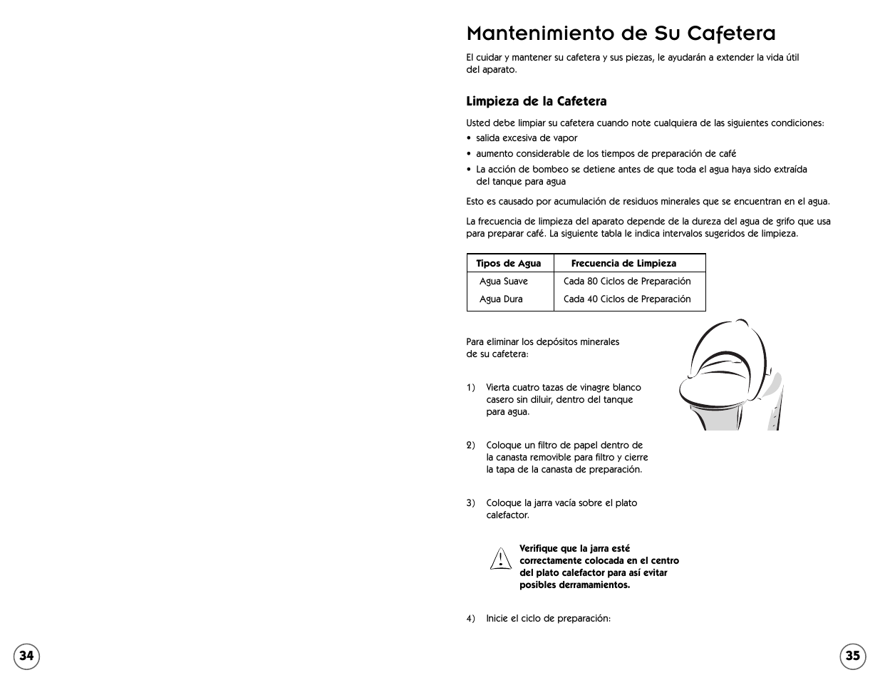 Mantenimiento de su cafetera | Mr. Coffee EC Series User Manual | Page 35 / 44