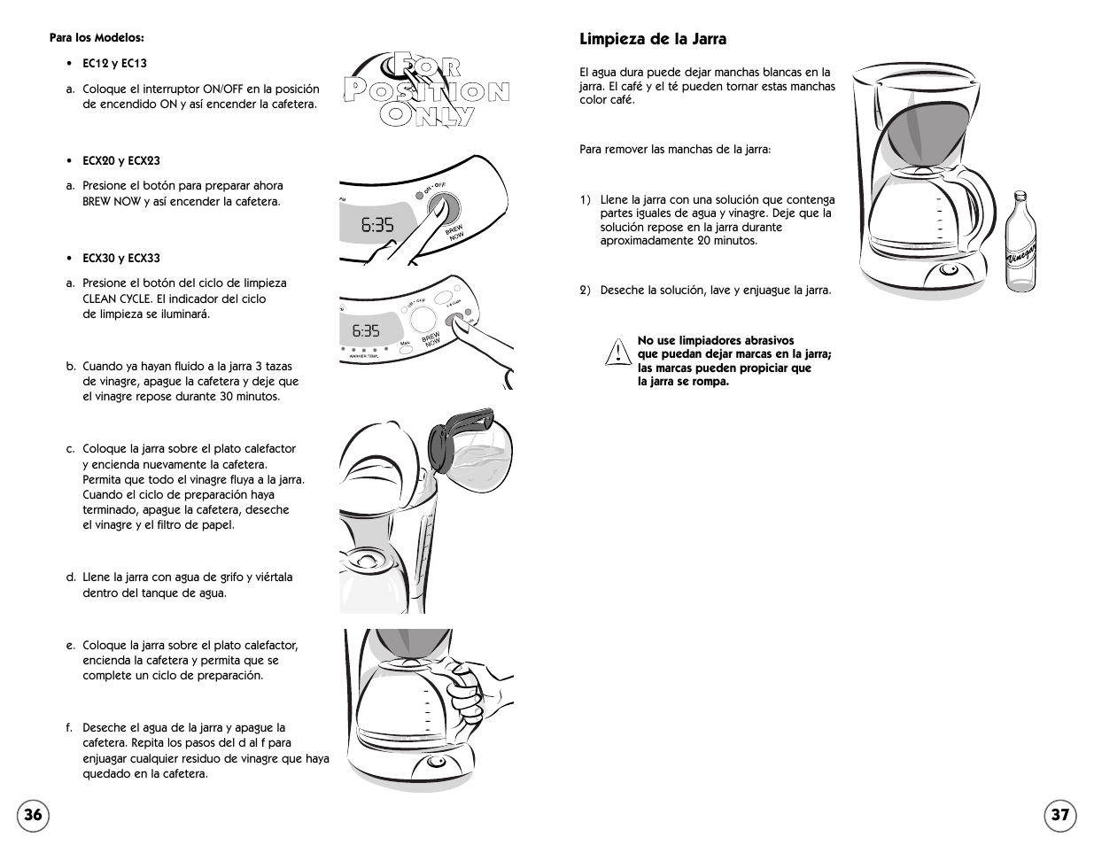 Oo r r, Oos siit tiio on n, Nn l ly y | Mr. Coffee EC Series User Manual | Page 37 / 44