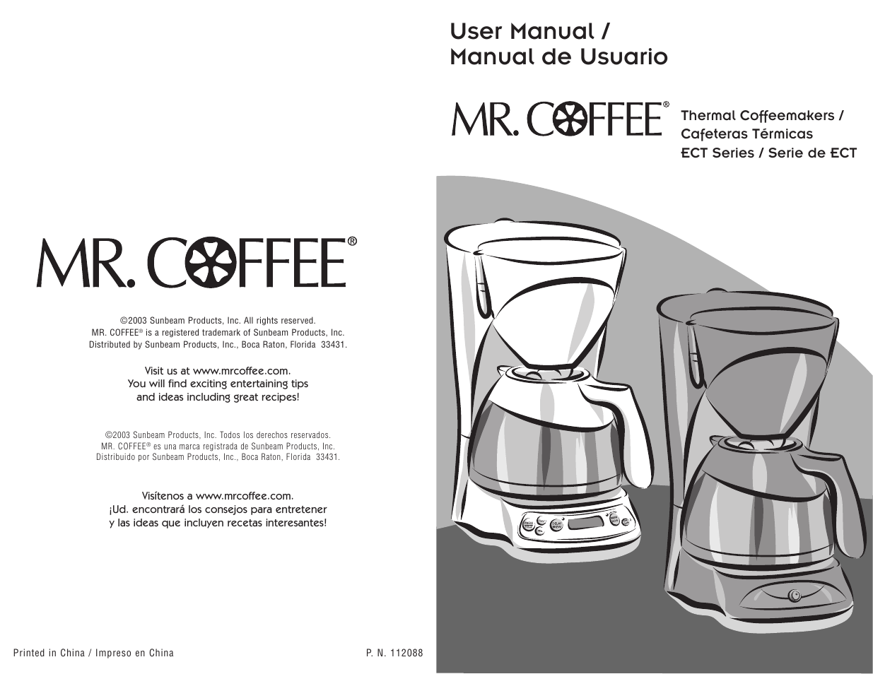 Mr. Coffee ECTX84 User Manual | 16 pages