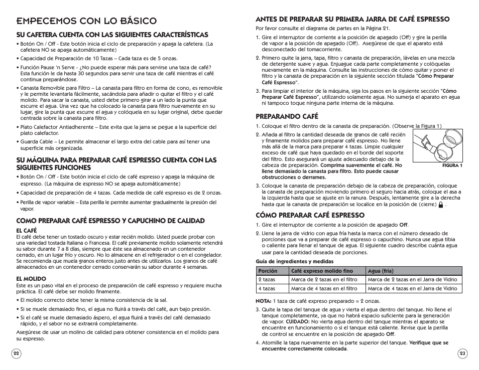 Empecemos con lo básico, Como preparar café espresso y capuchino de calidad, Preparando café | Cómo preparar café espresso | Mr. Coffee ECM22 User Manual | Page 12 / 16