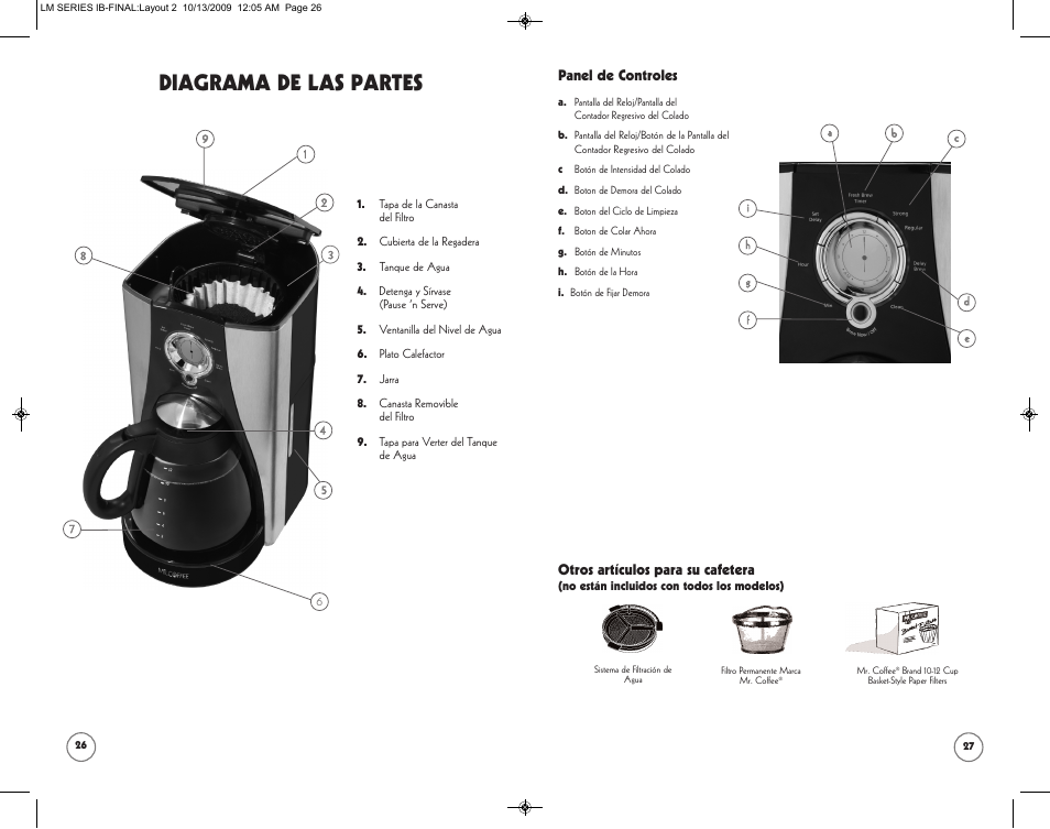 Diagrama de las partes | Mr. Coffee SPR-101006 User Manual | Page 14 / 22