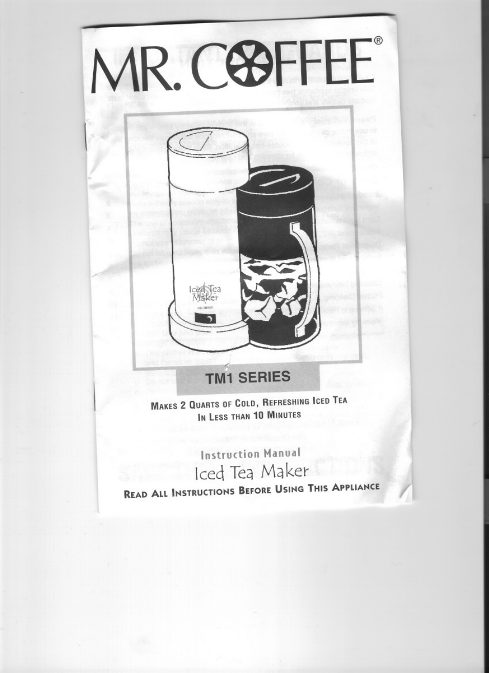 Mr. Coffee TM1 Series User Manual | 7 pages