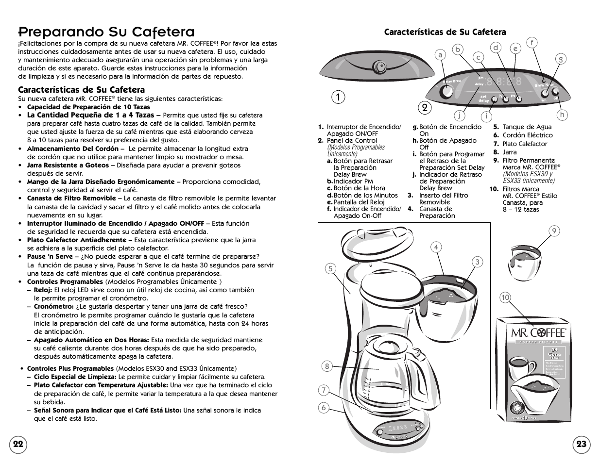 Preparando su cafetera | Mr. Coffee ESS11 User Manual | Page 22 / 36