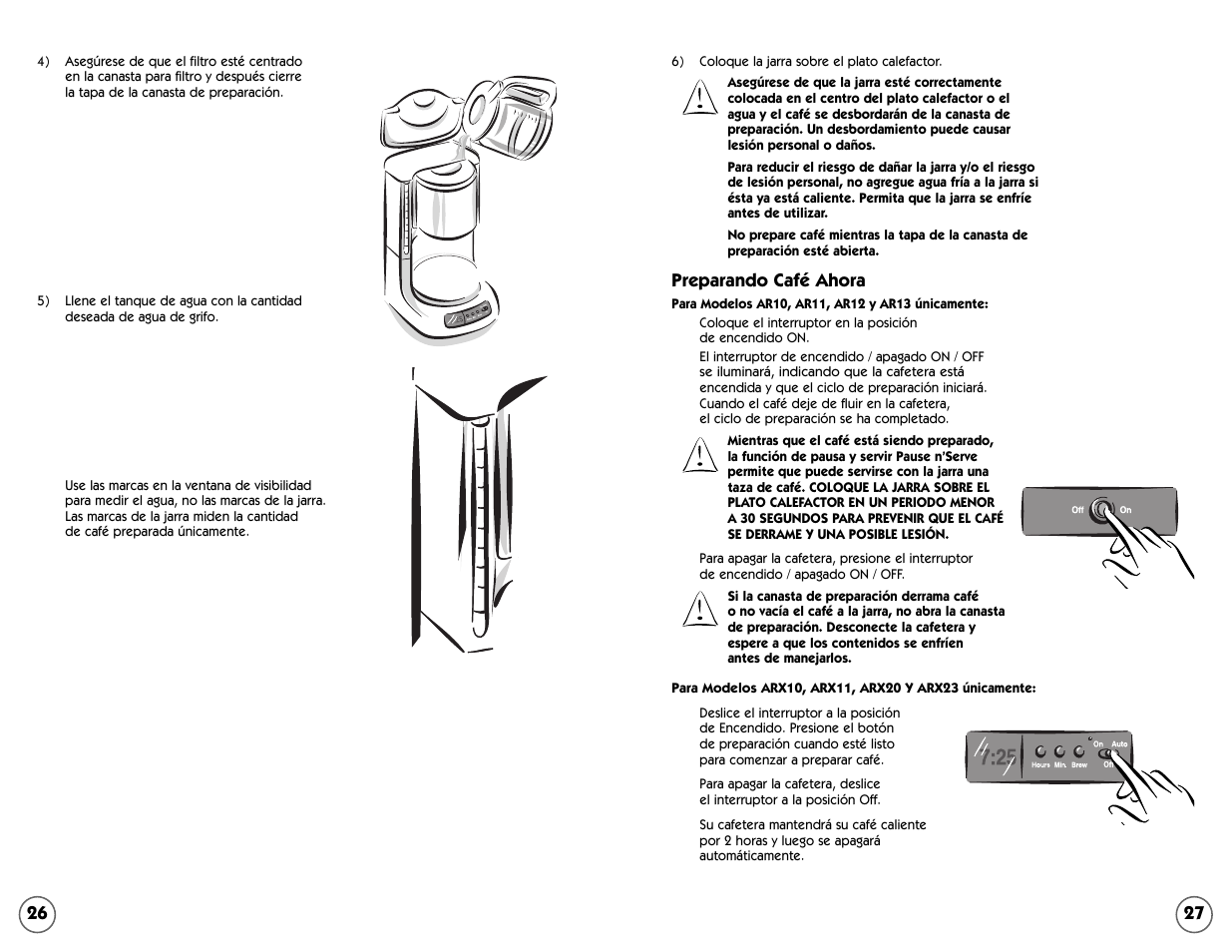 Preparando café ahora | Mr. Coffee AR Series User Manual | Page 14 / 18