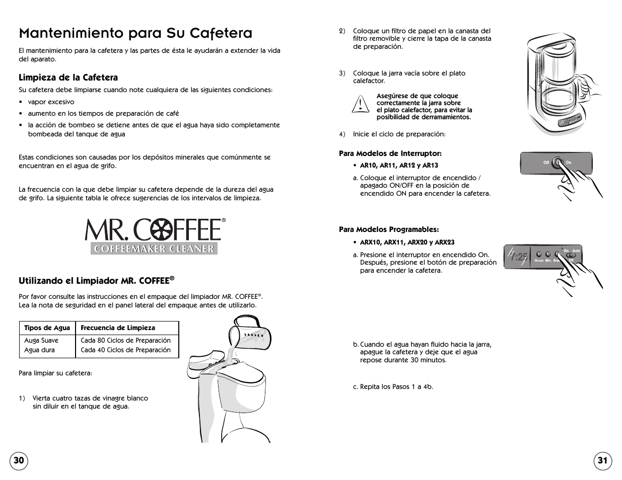 Mantenimiento para su cafetera, Coffeemaker cleaner | Mr. Coffee AR Series User Manual | Page 16 / 18