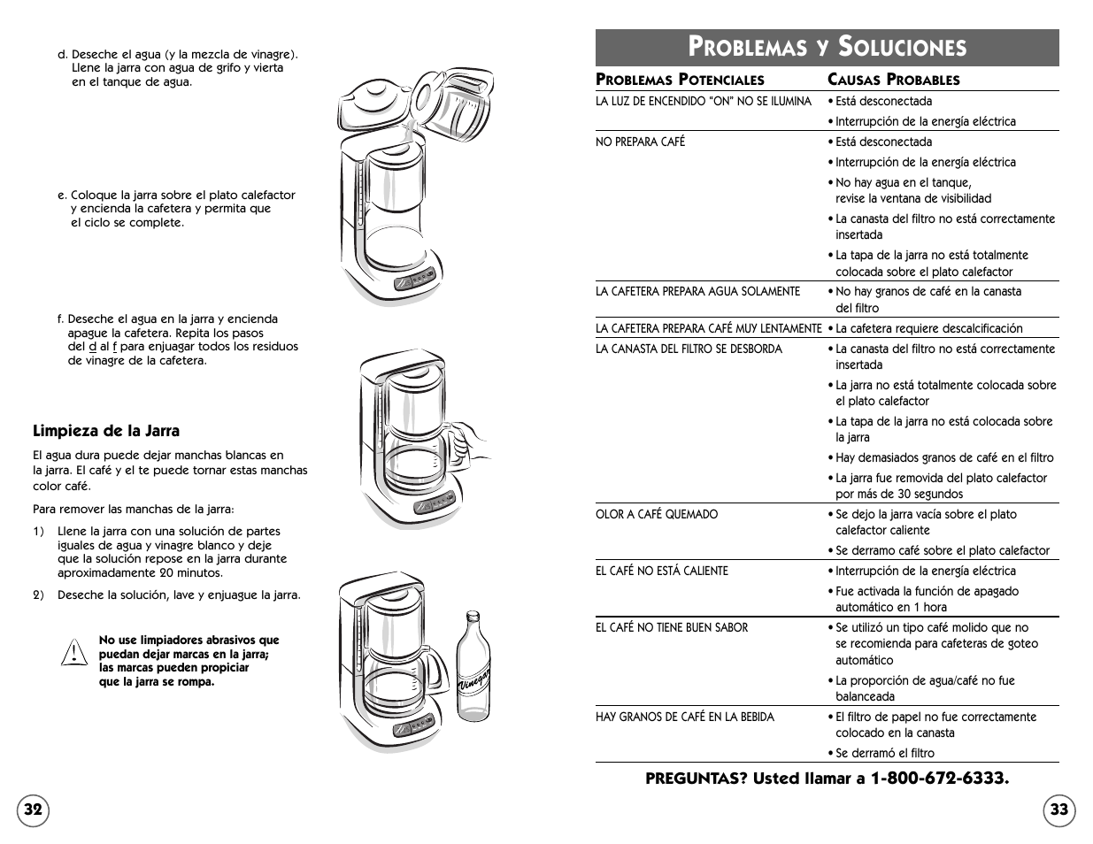 Roblemas y, Oluciones | Mr. Coffee AR Series User Manual | Page 17 / 18