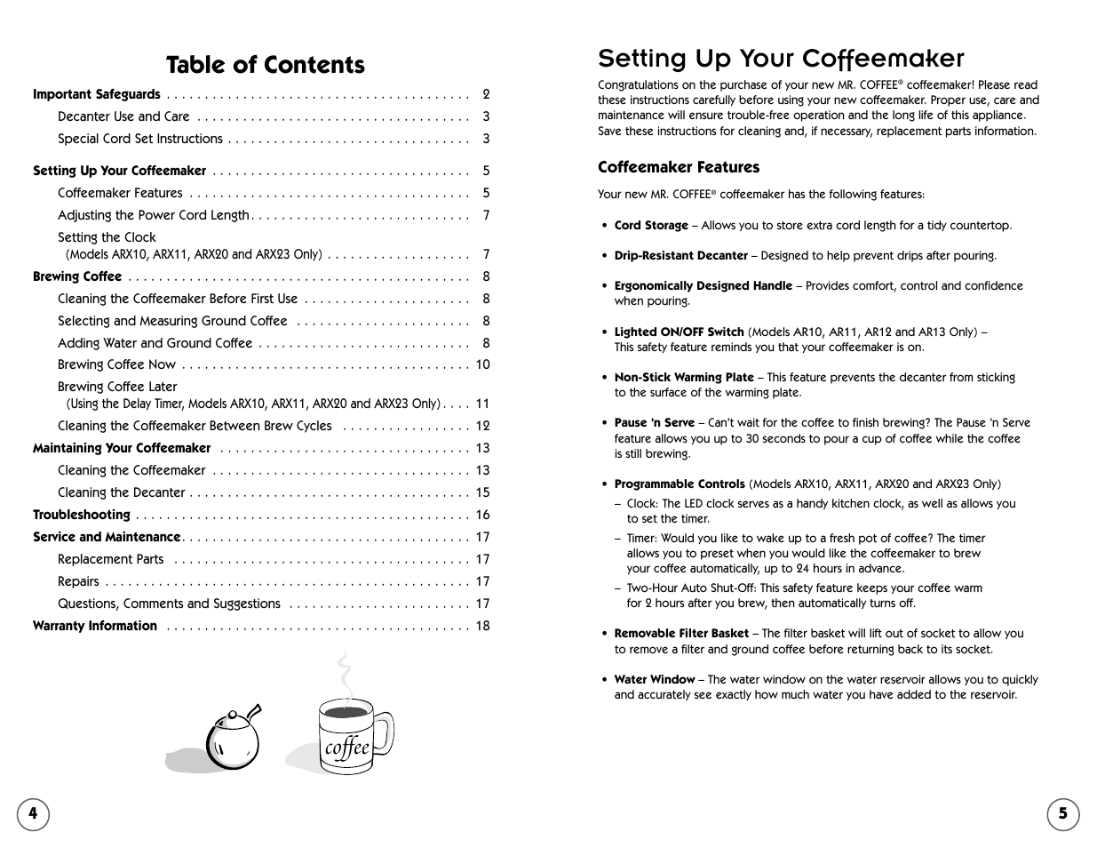 Mr. Coffee AR Series User Manual | Page 3 / 18