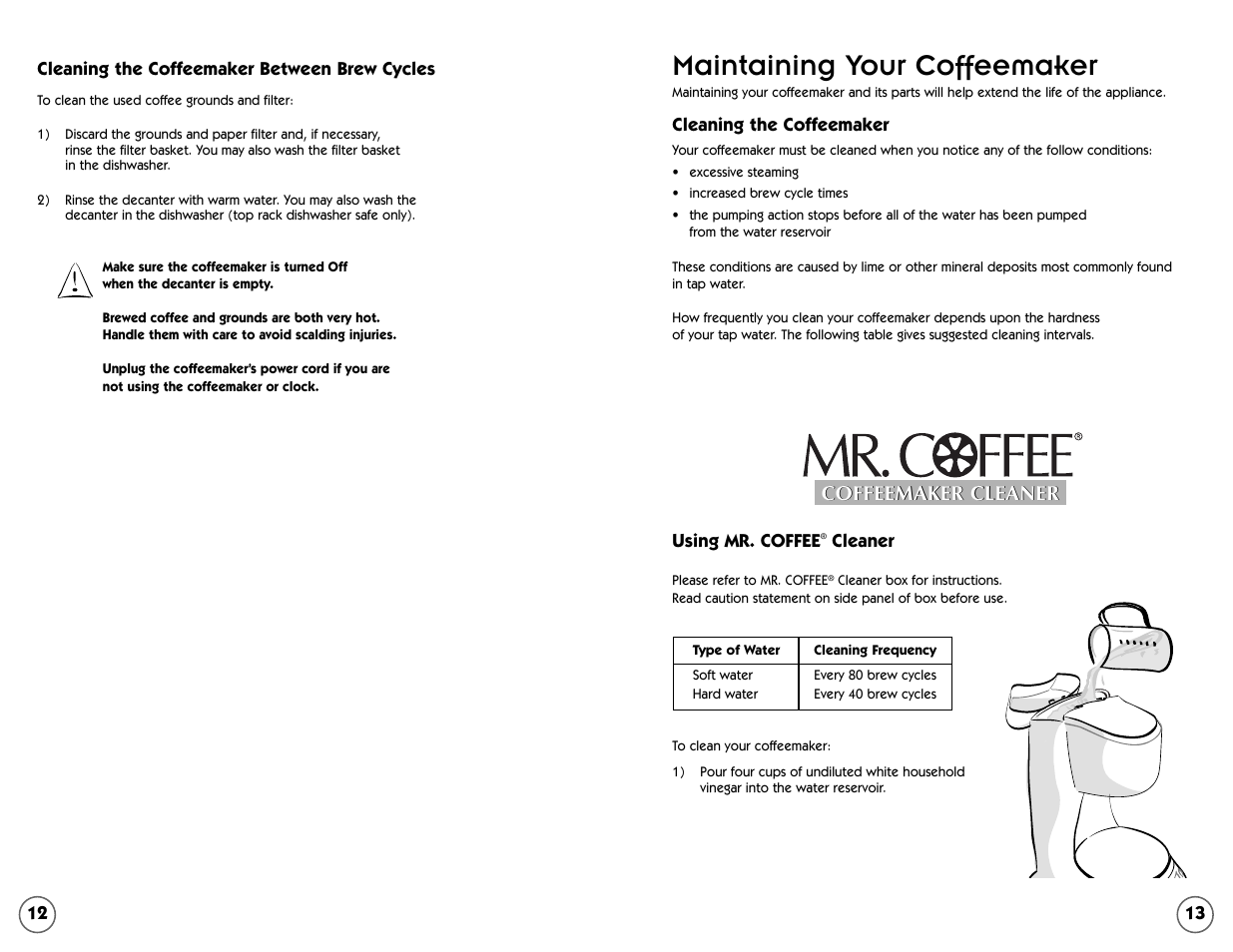 Maintaining your coffeemaker, Coffeemaker cleaner | Mr. Coffee AR Series User Manual | Page 7 / 18