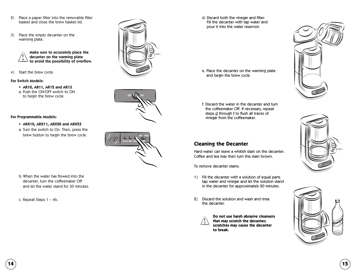 Cleaning the decanter | Mr. Coffee AR Series User Manual | Page 8 / 18