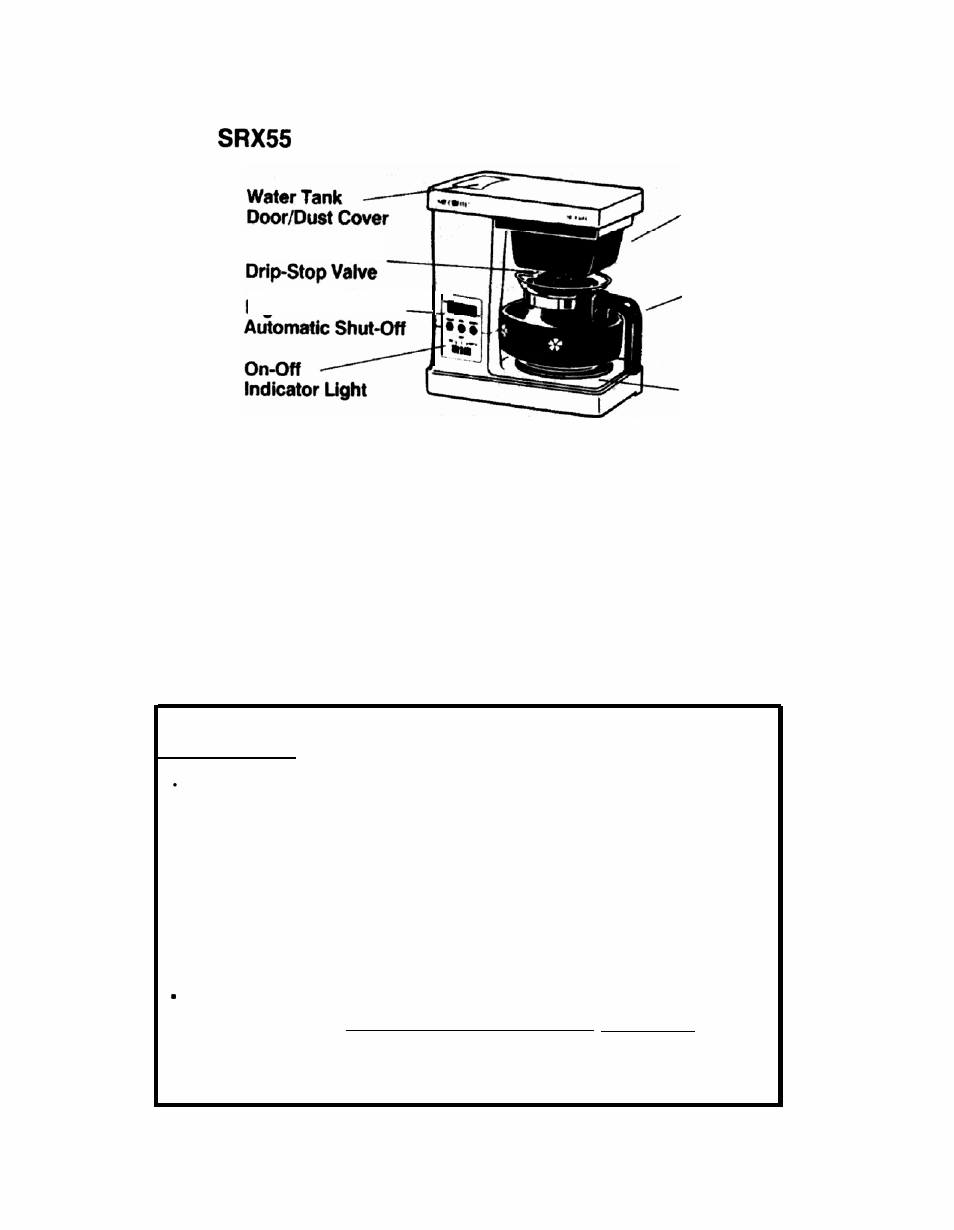 Product features and diagram of parts, Important, please read before first use, Model coffeemaker | Mr. Coffee SR10 User Manual | Page 5 / 12