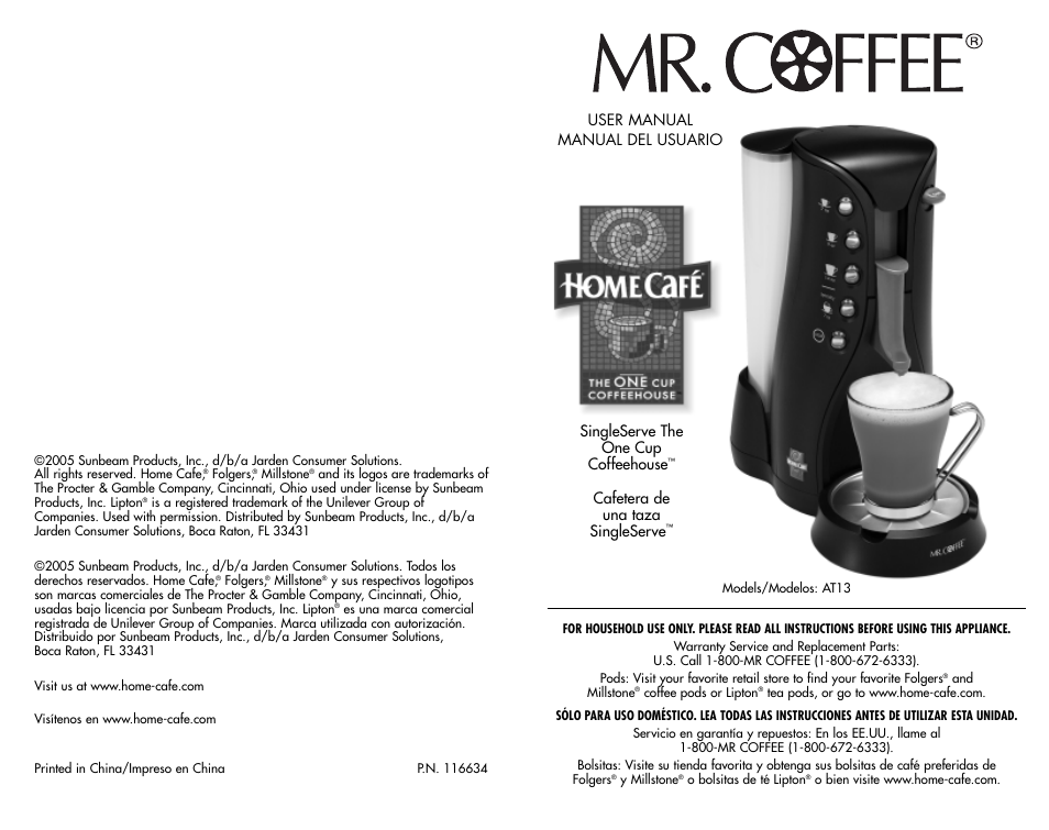 Mr. Coffee AT13 User Manual | 11 pages